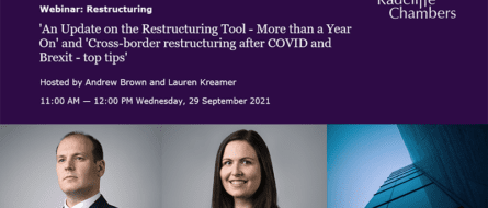 'An Update on the Restructuring Tool - More than a Year On' and 'Cross-border restructuring after COVID and Brexit - top tips' Junior Programme: Restructuring